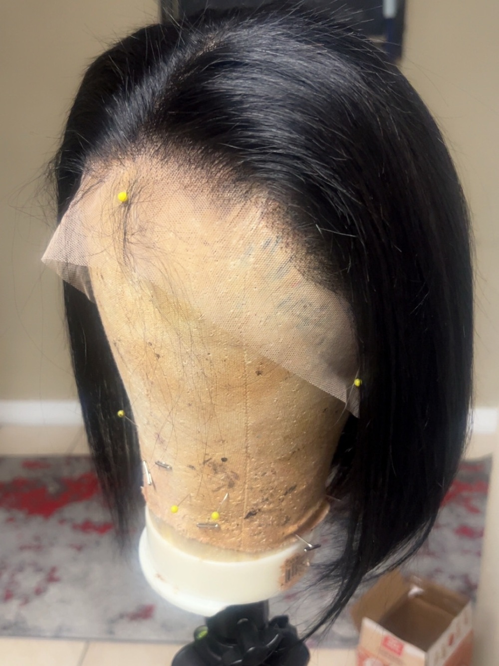 Black Lace Front Bob Wig - Natural Straight Hair - Picture 2 of 4